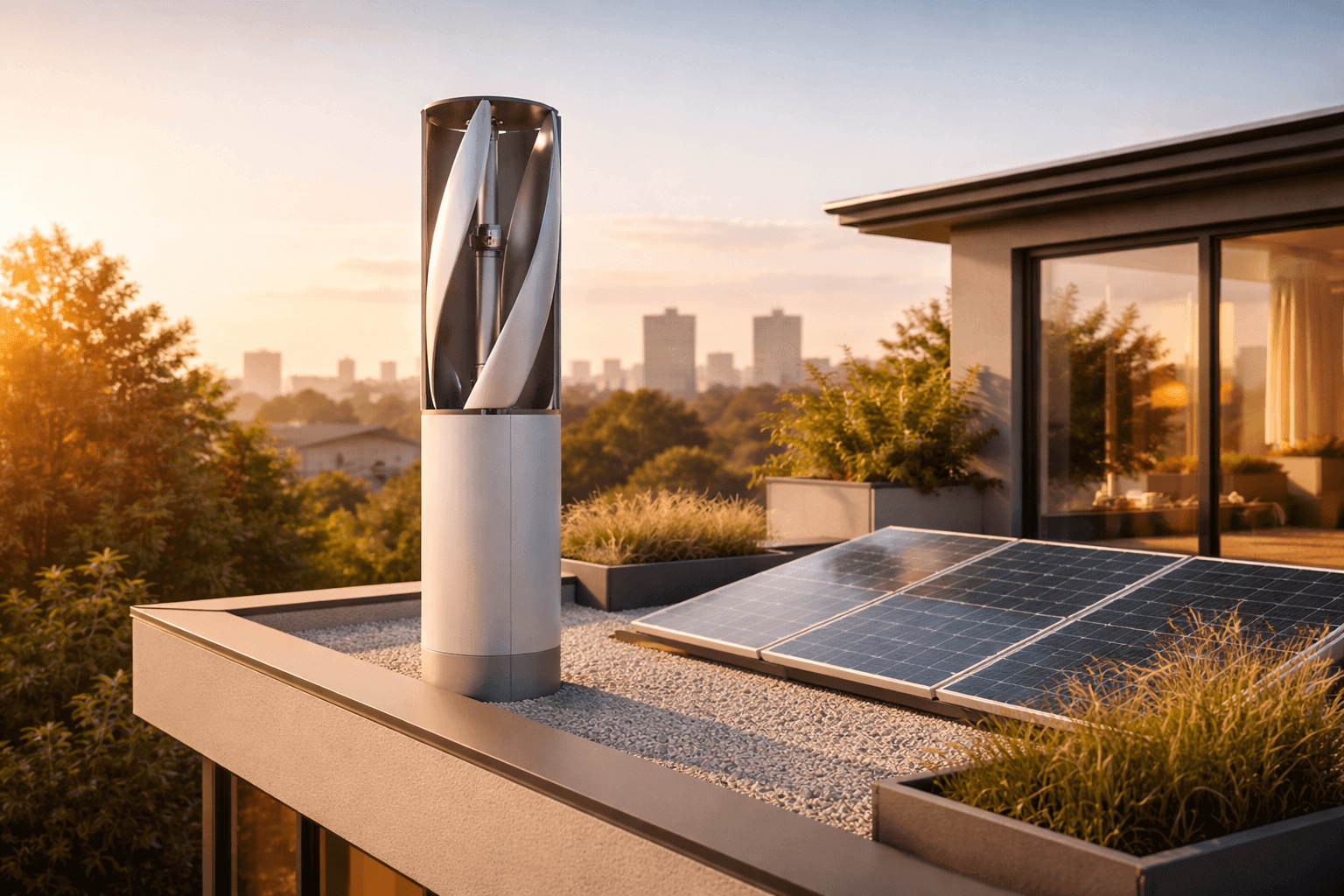 Residential rooftop turbine and hybrid solar installation